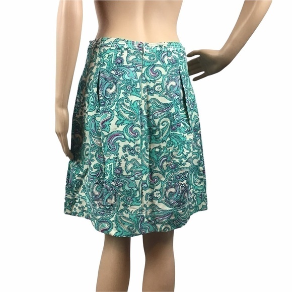 LOFT Skirt Size 4 Teal Multicolor Paisley Print Pleated Casual - Picture 5 of 7